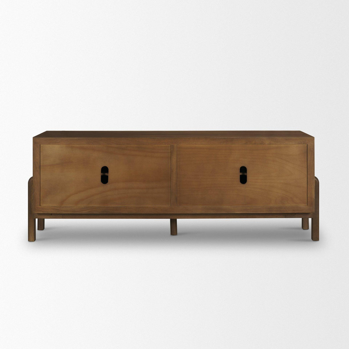 Mercana Trellyn Dark Brown Solid Wood 4-Door w/ Carved Woven Doors Closed Sideboard