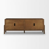 Mercana Trellyn Dark Brown Solid Wood 4-Door w/ Carved Woven Doors Closed Sideboard