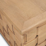 Mercana Trellyn 48" Light Brown Wood w/ Carved Woven Base Square Coffee Table