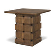 Mercana Trellyn Dark Brown Wood w/ Carved Woven Base Square Accent Table