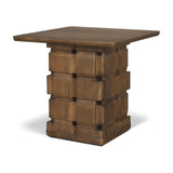 Mercana Trellyn Dark Brown Wood w/ Carved Woven Base Square Accent Table