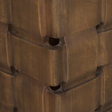 Mercana Trellyn Dark Brown Wood w/ Carved Woven Base Square Accent Table