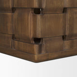 Mercana Trellyn Dark Brown Wood w/ Carved Woven Base Square Accent Table