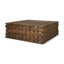 Mercana Trellyn 48" Dark Brown Wood w/ Carved Woven Base Square Coffee Table