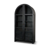 Mercana Suri Black Wood W/Glass Doors Arched Curio Cabinet