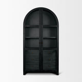 Mercana Suri Black Wood W/Glass Doors Arched Curio Cabinet