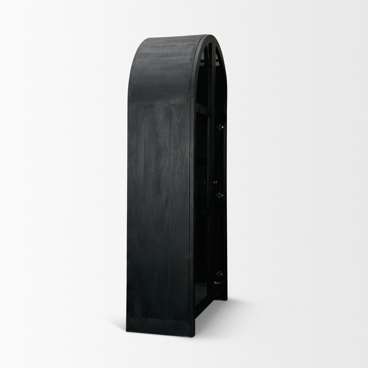 Mercana Suri Black Wood W/Glass Doors Arched Curio Cabinet