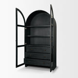 Mercana Suri Black Wood W/Glass Doors Arched Curio Cabinet