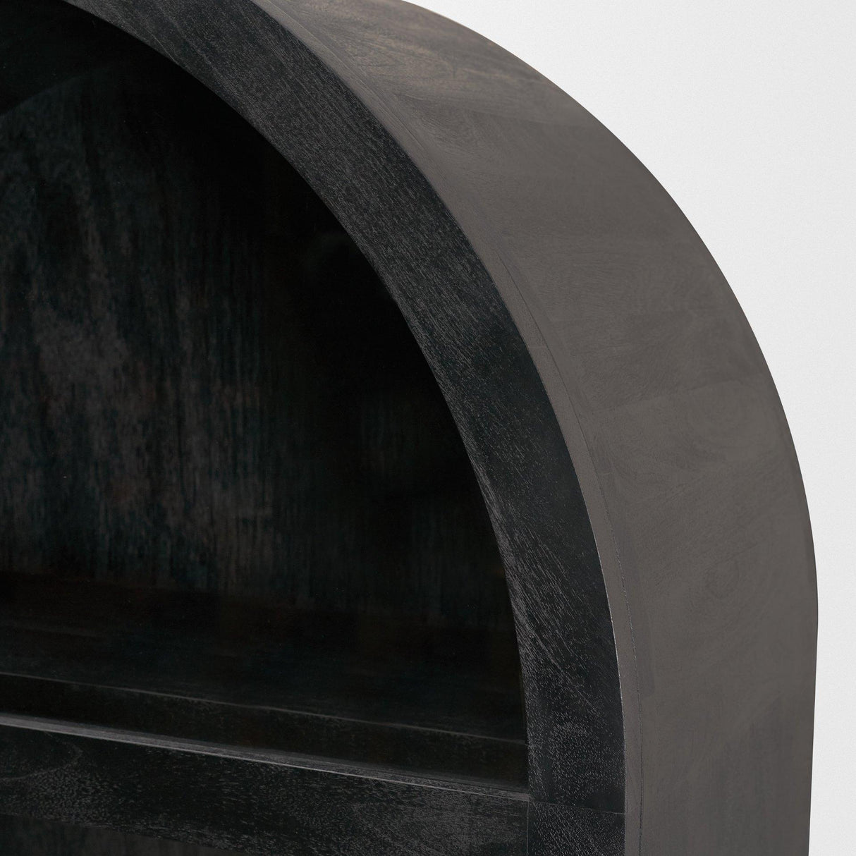 Mercana Suri Black Wood W/Glass Doors Arched Curio Cabinet