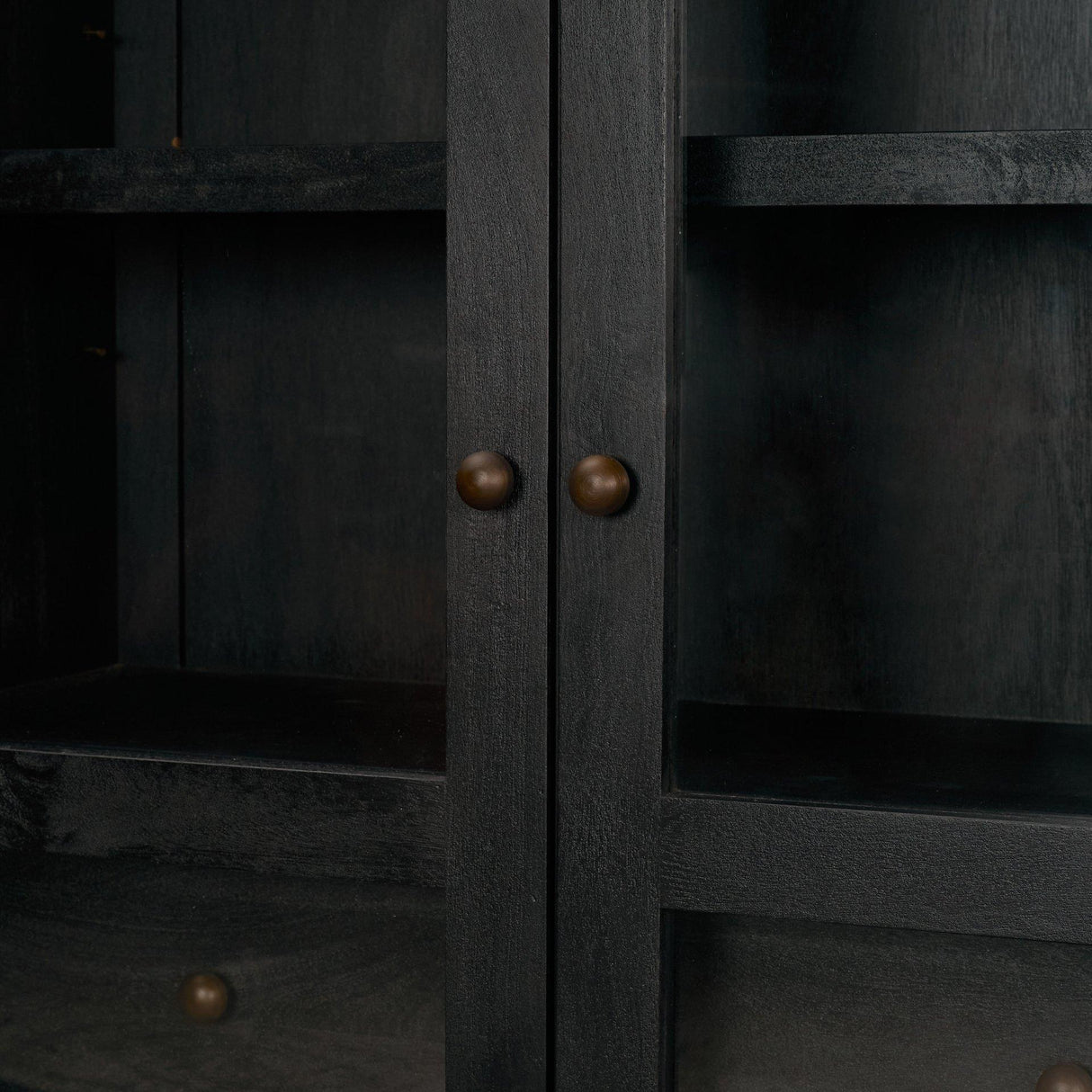 Mercana Suri Black Wood W/Glass Doors Arched Curio Cabinet