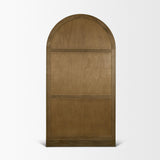 Mercana Suri Mid Brown Wood W/Glass Doors Arched Curio Cabinet