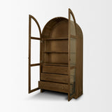 Mercana Suri Mid Brown Wood W/Glass Doors Arched Curio Cabinet