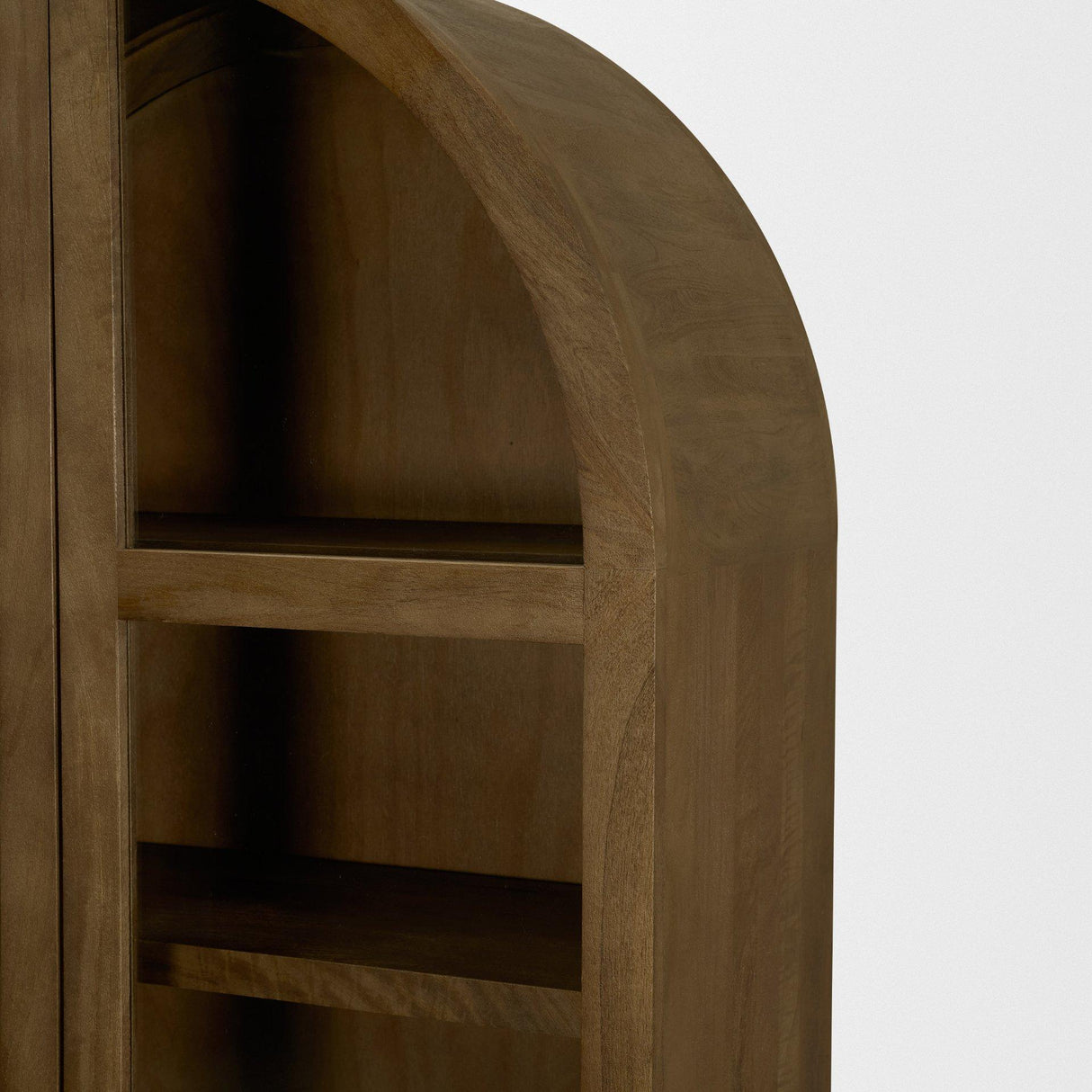 Mercana Suri Mid Brown Wood W/Glass Doors Arched Curio Cabinet