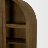 Mercana Suri Mid Brown Wood W/Glass Doors Arched Curio Cabinet