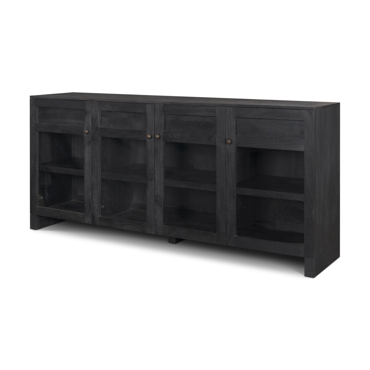 Mercana Suri Black Wood w/ Glass 4-Door Closed Sideboard