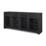 Mercana Suri Black Wood w/ Glass 4-Door Closed Sideboard