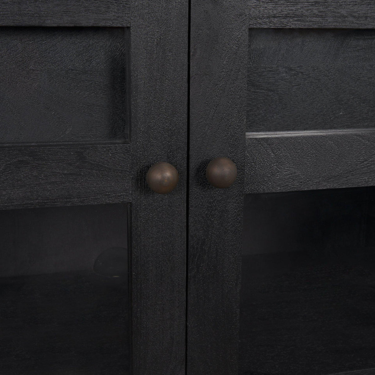 Mercana Suri Black Wood w/ Glass 4-Door Closed Sideboard