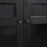 Mercana Suri Black Wood w/ Glass 4-Door Closed Sideboard