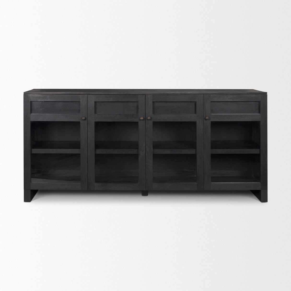 Mercana Suri Black Wood w/ Glass 4-Door Closed Sideboard