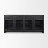 Mercana Suri Black Wood w/ Glass 4-Door Closed Sideboard