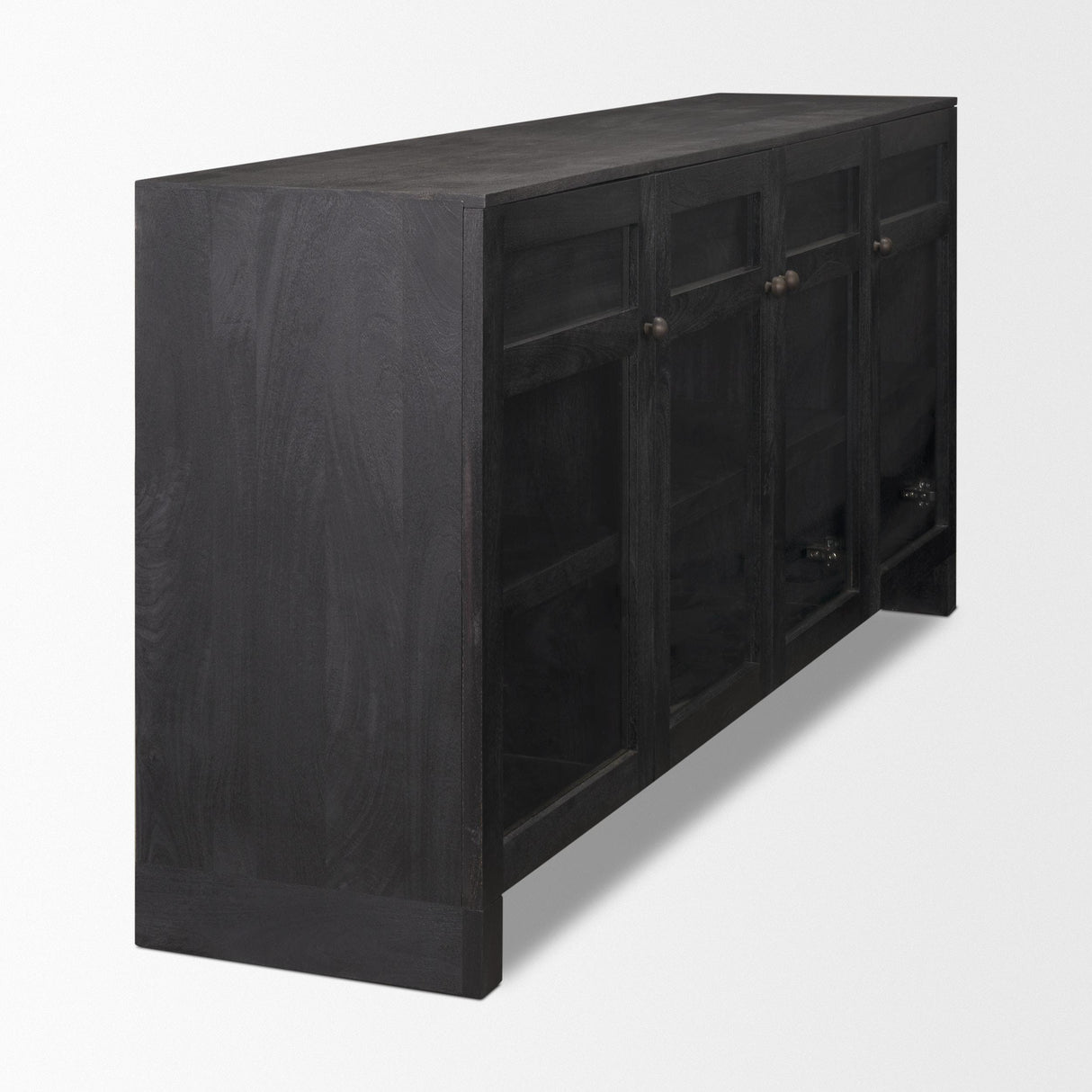 Mercana Suri Black Wood w/ Glass 4-Door Closed Sideboard