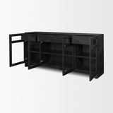 Mercana Suri Black Wood w/ Glass 4-Door Closed Sideboard