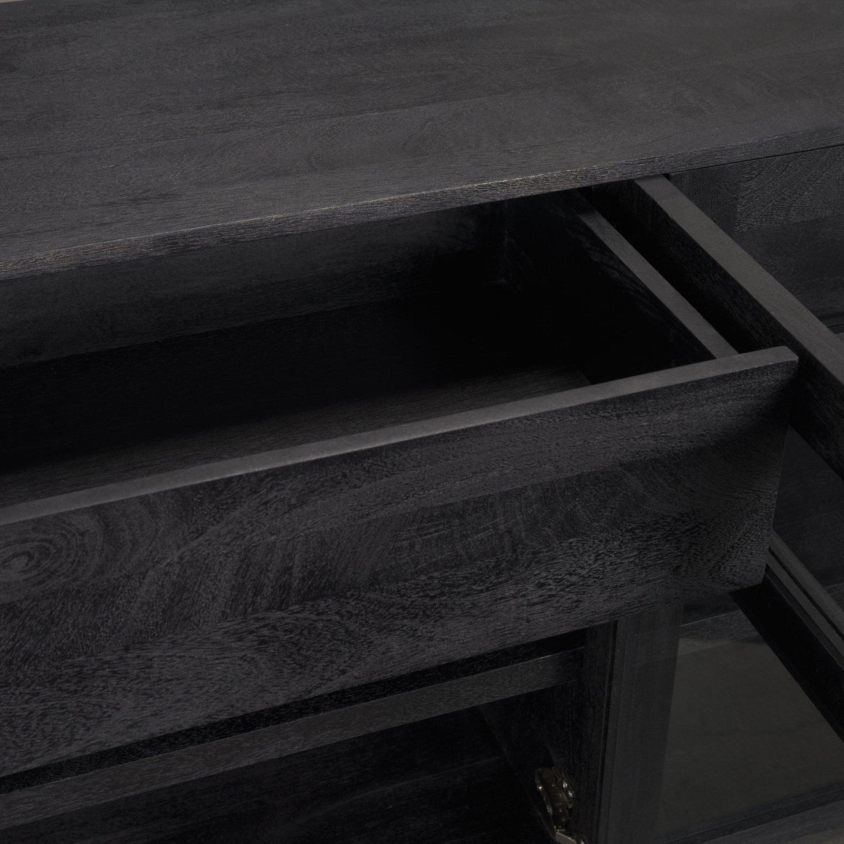 Mercana Suri Black Wood w/ Glass 4-Door Closed Sideboard