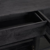 Mercana Suri Black Wood w/ Glass 4-Door Closed Sideboard