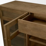 Mercana Suri Mid Brown Wood w/ Glass 4-Door Closed Sideboard