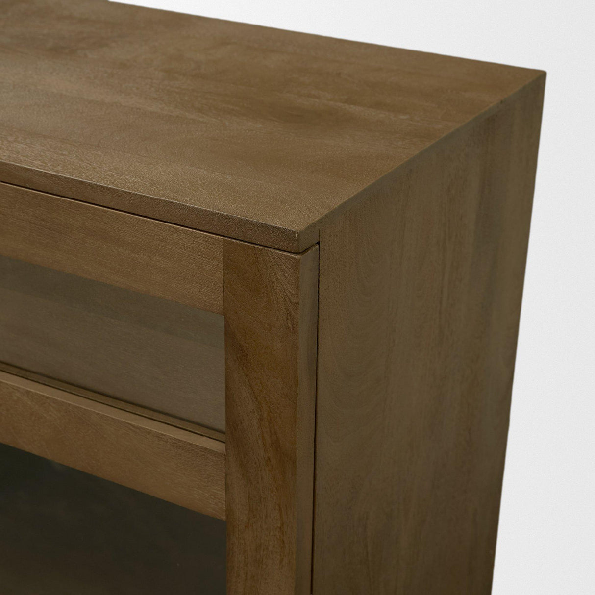 Mercana Suri Mid Brown Wood w/ Glass 4-Door Closed Sideboard