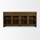 Mercana Suri Mid Brown Wood w/ Glass 4-Door Closed Sideboard