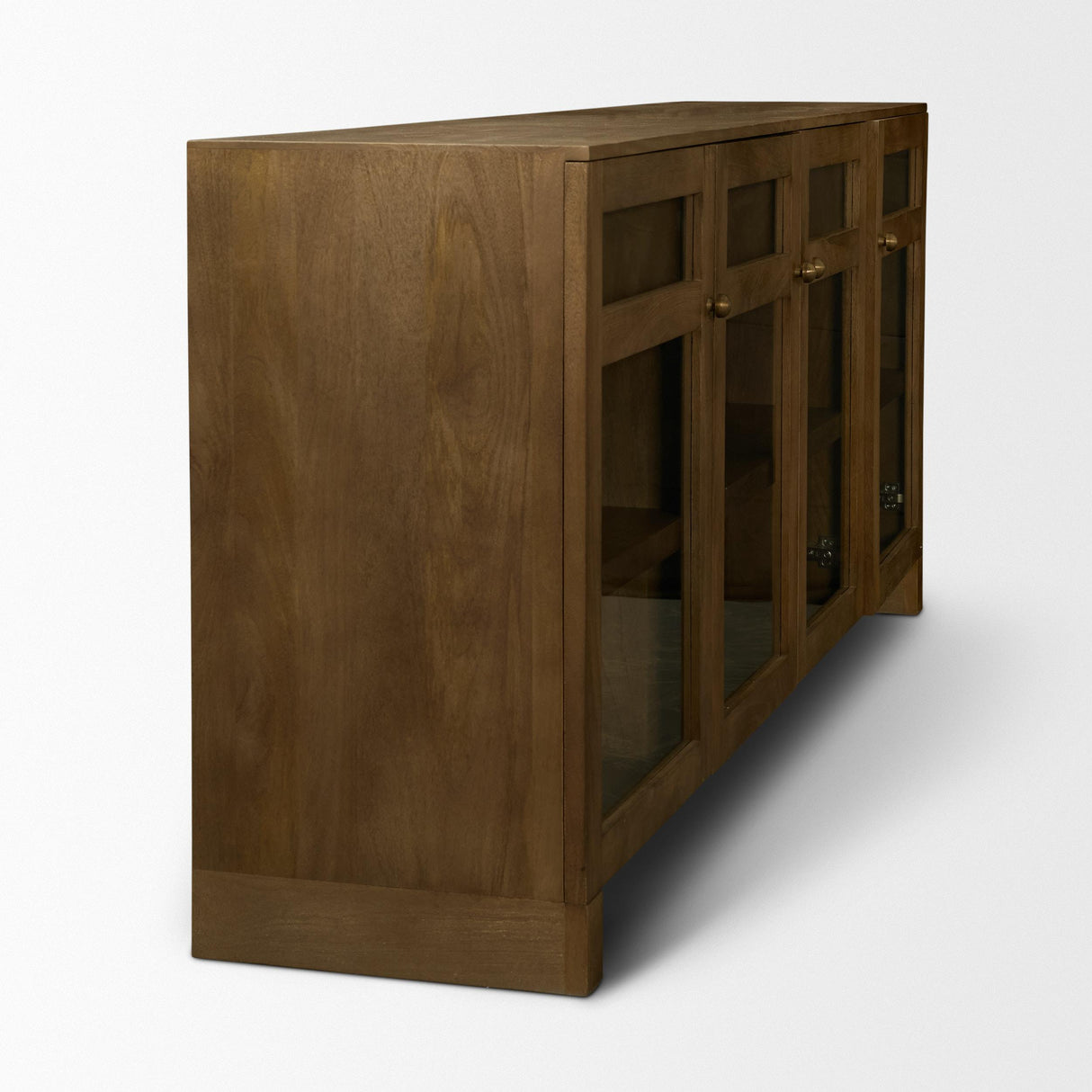 Mercana Suri Mid Brown Wood w/ Glass 4-Door Closed Sideboard