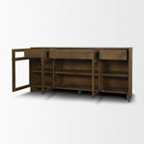 Mercana Suri Mid Brown Wood w/ Glass 4-Door Closed Sideboard
