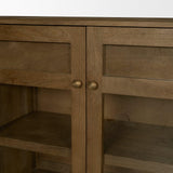 Mercana Suri Mid Brown Wood w/ Glass 4-Door Closed Sideboard