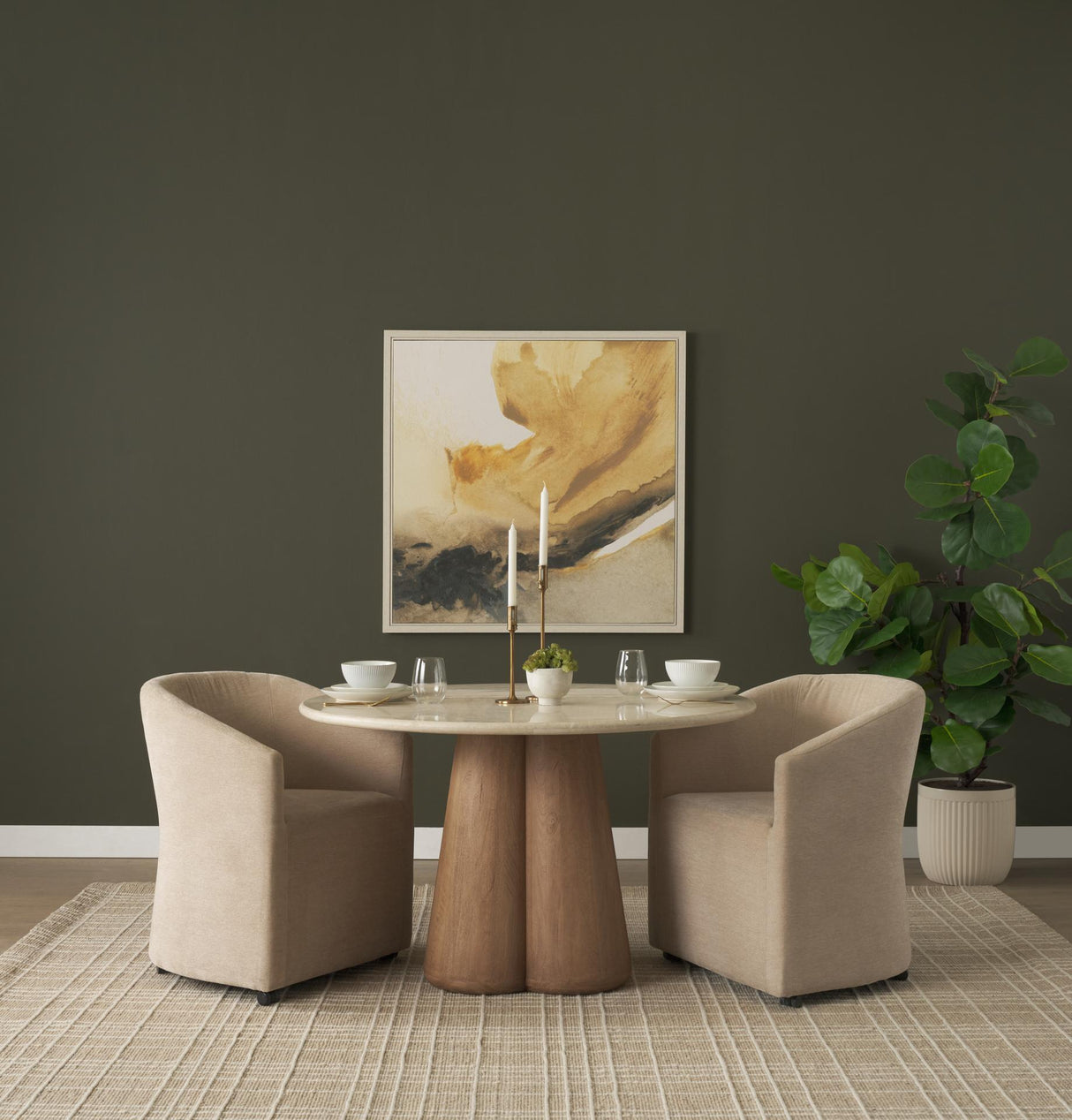 Mercana Sondra Beige Performance Fabric Upholstered Club Dining Chair