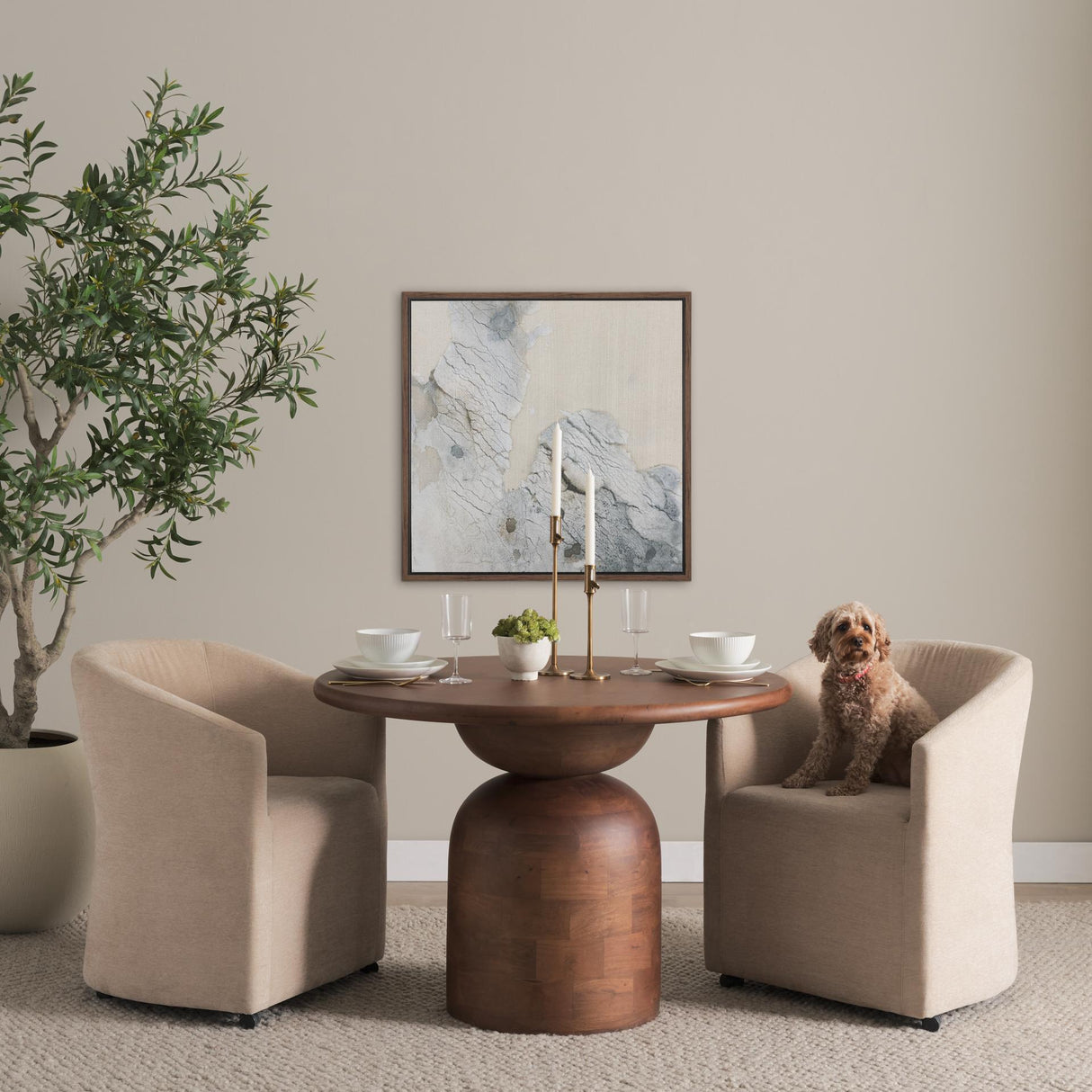 Mercana Sondra Beige Performance Fabric Upholstered Club Dining Chair