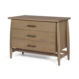 Mercana Hollis Gray-Brown Wood 3-Drawer Closed Nightstand