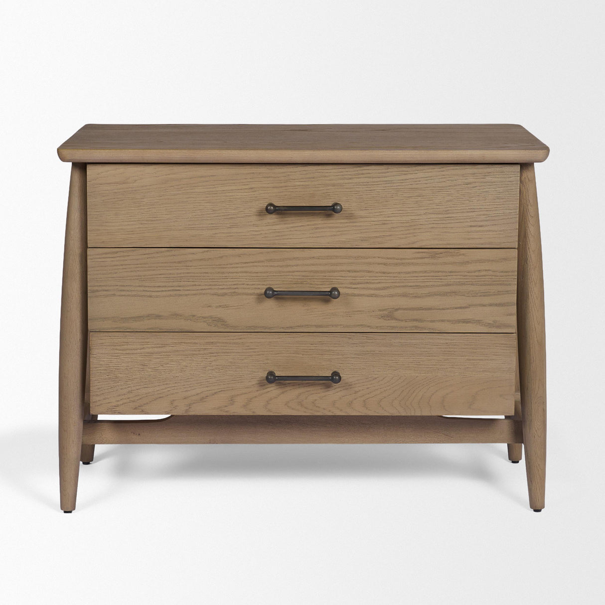 Mercana Hollis Gray-Brown Wood 3-Drawer Closed Nightstand