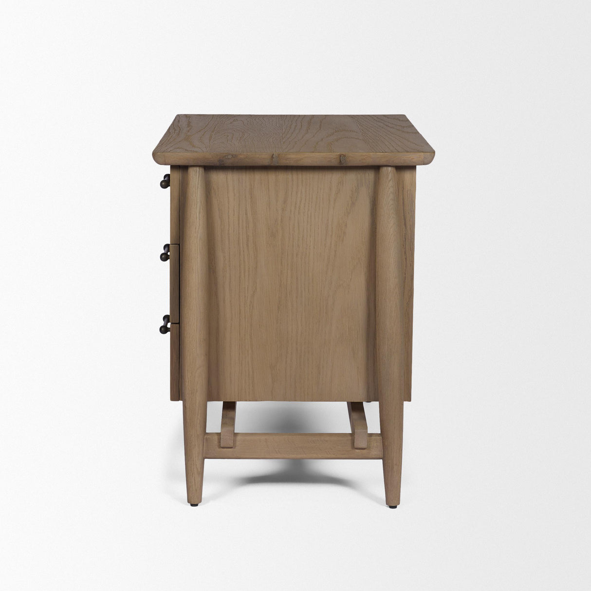 Mercana Hollis Gray-Brown Wood 3-Drawer Closed Nightstand