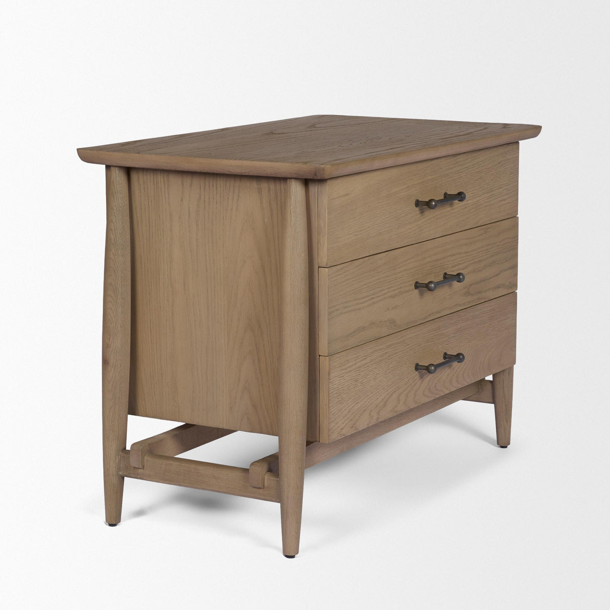 Mercana Hollis Gray-Brown Wood 3-Drawer Closed Nightstand
