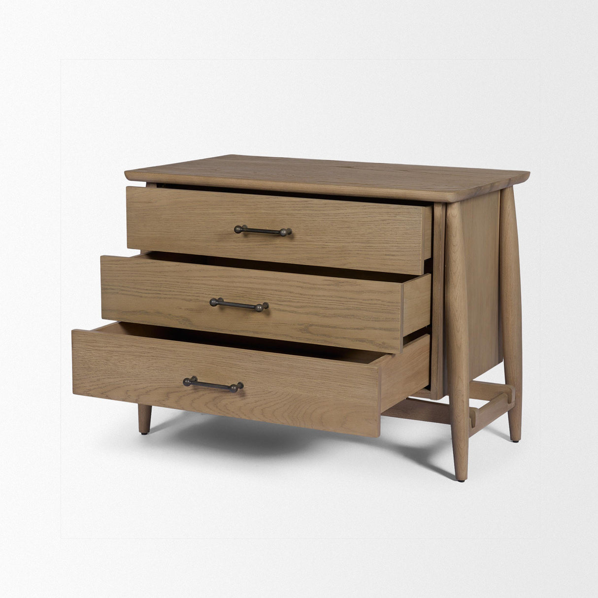 Mercana Hollis Gray-Brown Wood 3-Drawer Closed Nightstand