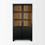 Mercana Henry Black & Light Brown Oak Wood w/ Glass Doors Curio Cabinet