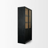 Mercana Henry Black & Light Brown Oak Wood w/ Glass Doors Curio Cabinet
