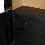 Mercana Henry Black & Light Brown Oak Wood w/ Glass Doors Curio Cabinet