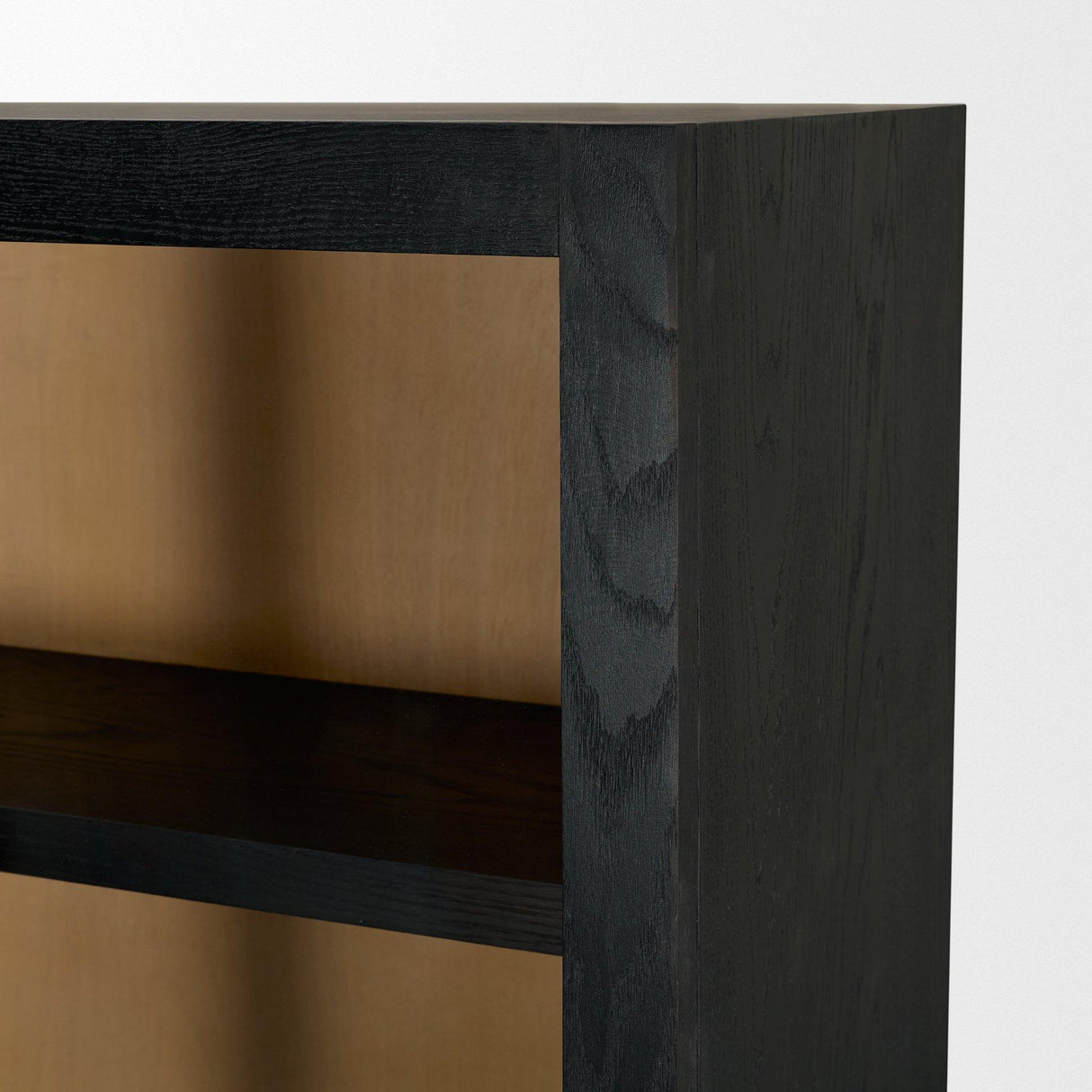 Mercana Henry Black & Light Brown Oak Wood w/ Glass Doors Curio Cabinet