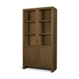 Mercana Henry Dark & Light Brown Oak Wood w/ Glass Doors Curio Cabinet