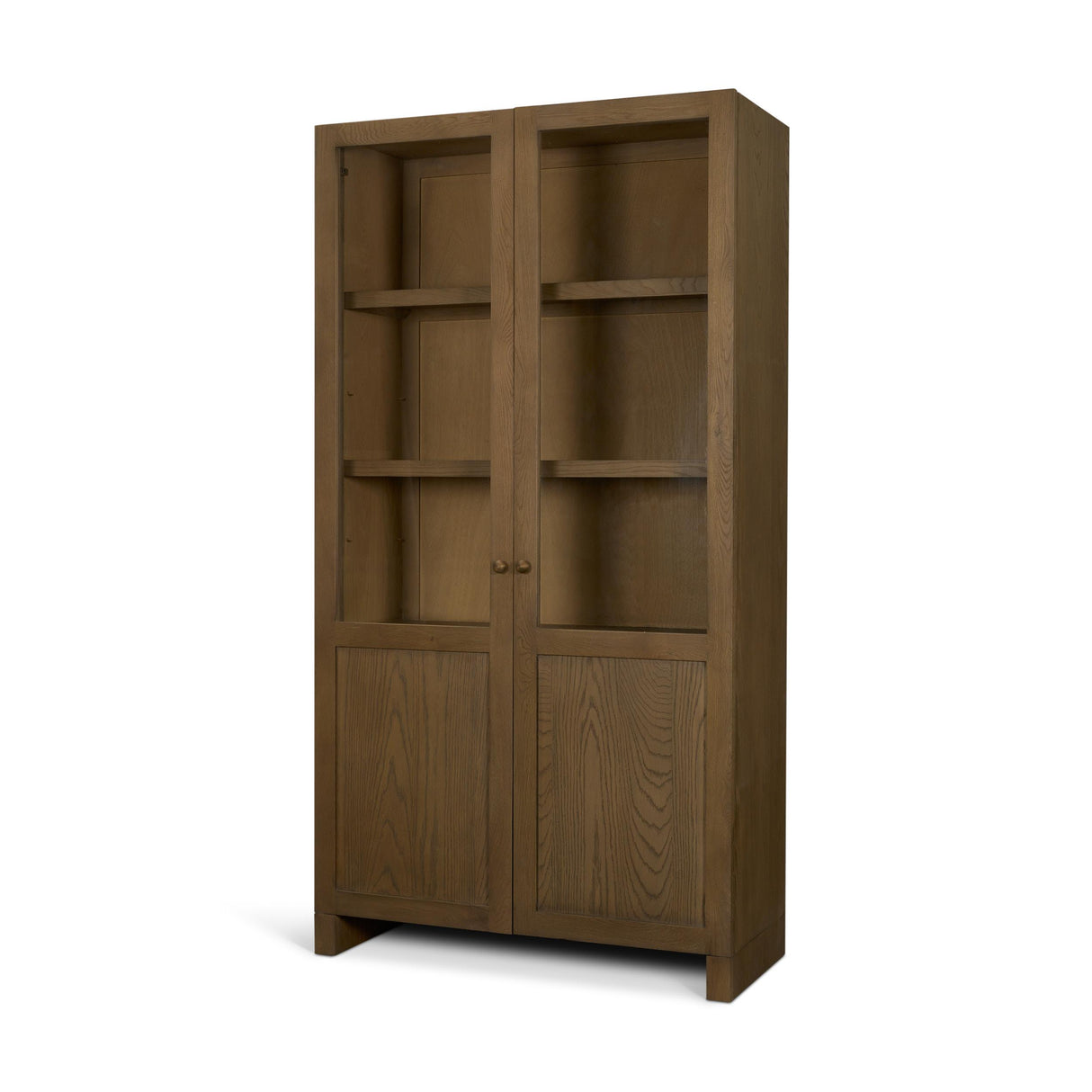 Mercana Henry Dark & Light Brown Oak Wood w/ Glass Doors Curio Cabinet