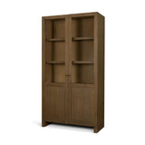 Mercana Henry Dark & Light Brown Oak Wood w/ Glass Doors Curio Cabinet