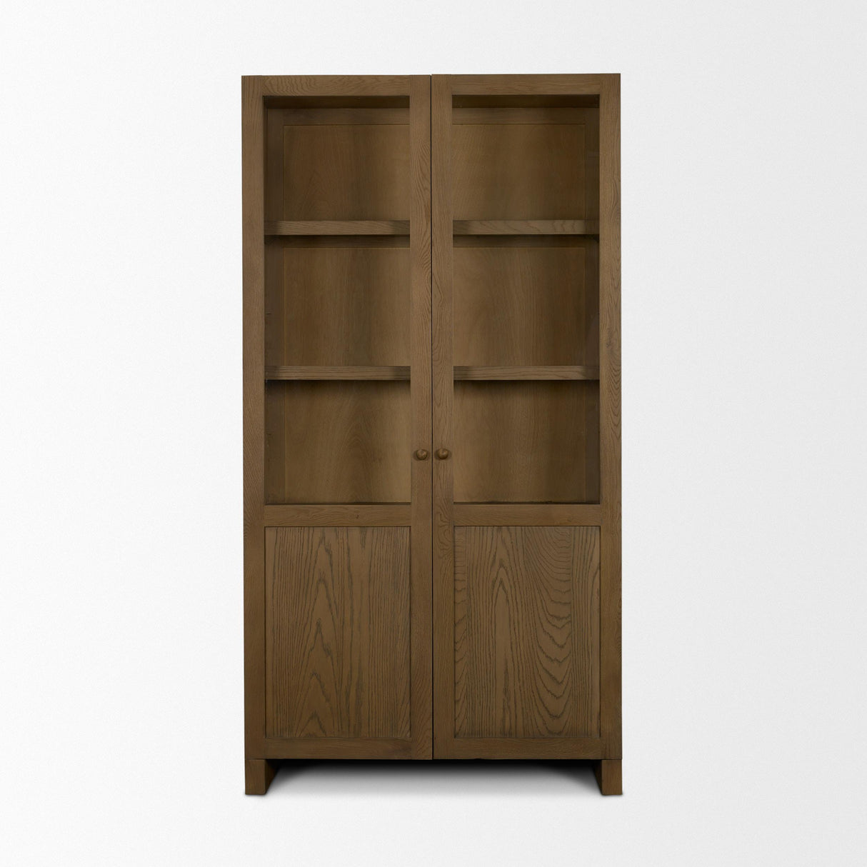 Mercana Henry Dark & Light Brown Oak Wood w/ Glass Doors Curio Cabinet