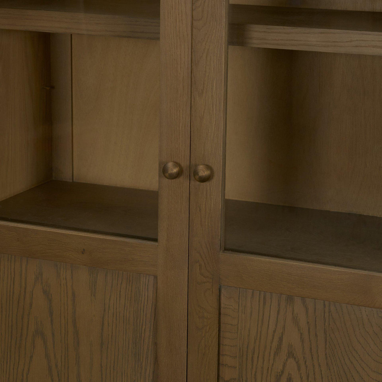 Mercana Henry Dark & Light Brown Oak Wood w/ Glass Doors Curio Cabinet